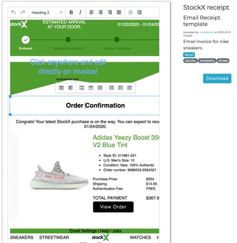 fake receipts stockx|printable stockx receipt.